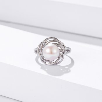 Pearl Design 925 Sterling Silver Engagement Ring